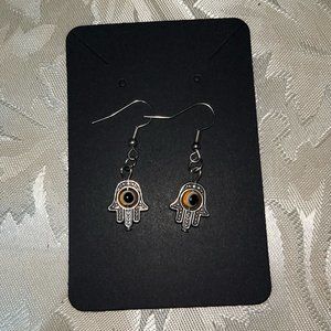 Handmade Hamsa Orange Earrings